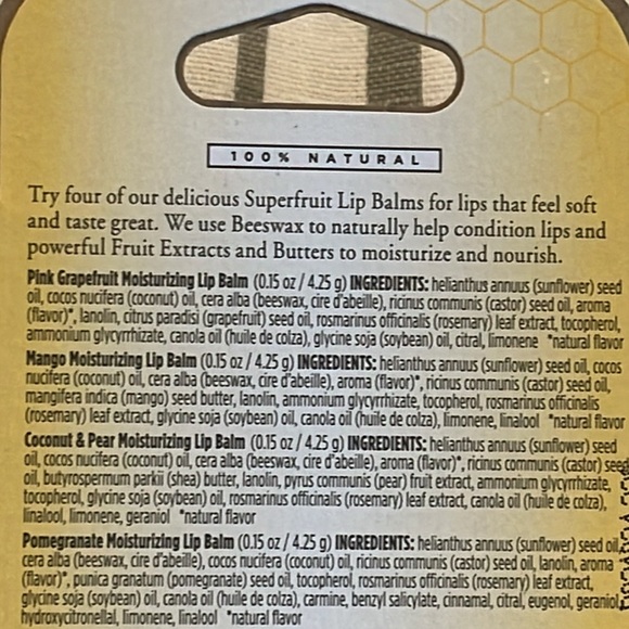 🔥BURT’S BEES🔥SUPER FRUIT 4PK MOISTURIZING LIP BALM NIB STOCKING STUFFER ITEM - Picture 4 of 6